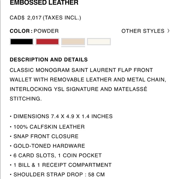 SOLD ON IG Saint Laurent Small Wallet on Chain - Picture 7 of 8